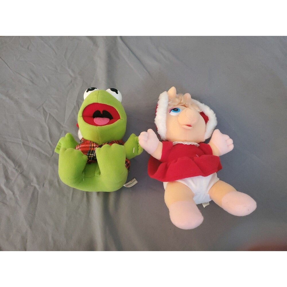 McDonald's '87 Muppets Christmas Baby Kermit & Baby Miss Piggy 9" Plush